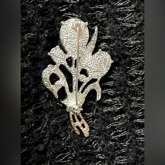 Vintage Two Tone Pink Crystals & Cabachons Flower Brooch - Picture 6 of 9